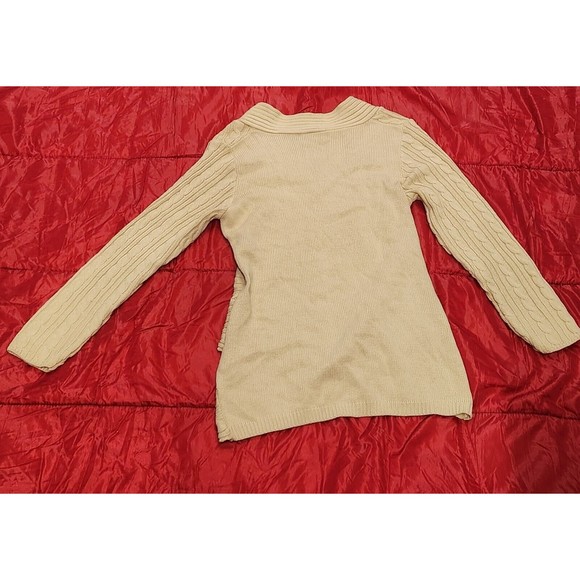 VENUS WOMENS Size Medium KNIT LONG SLEEVE BEIGE V-NECK HIGH LOW FRONT SWEATER - Picture 8 of 11